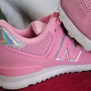 New Balance Kids' Sneakers in Pink with Silver Accents
